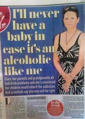 Clare Newton - I'll never have a baby in case it becomes an alcoholic like me