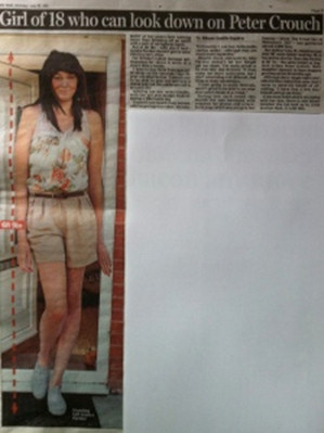 Jessica Pardoe Britain’s tallest girl appeared in the Daily Mail newspaper