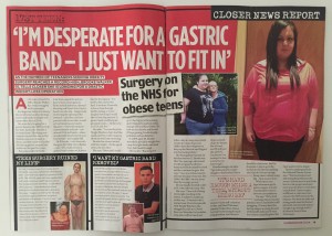 Gastric surgery for teenagers, Closer magazine
