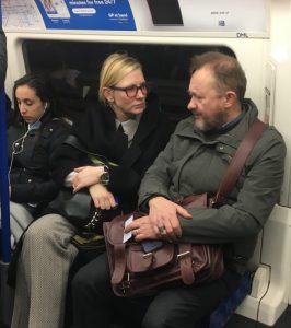 Cate Blanchett and husband on the London Tube