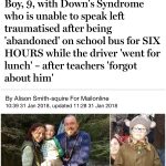 Downs Syndrome boy locked on bus